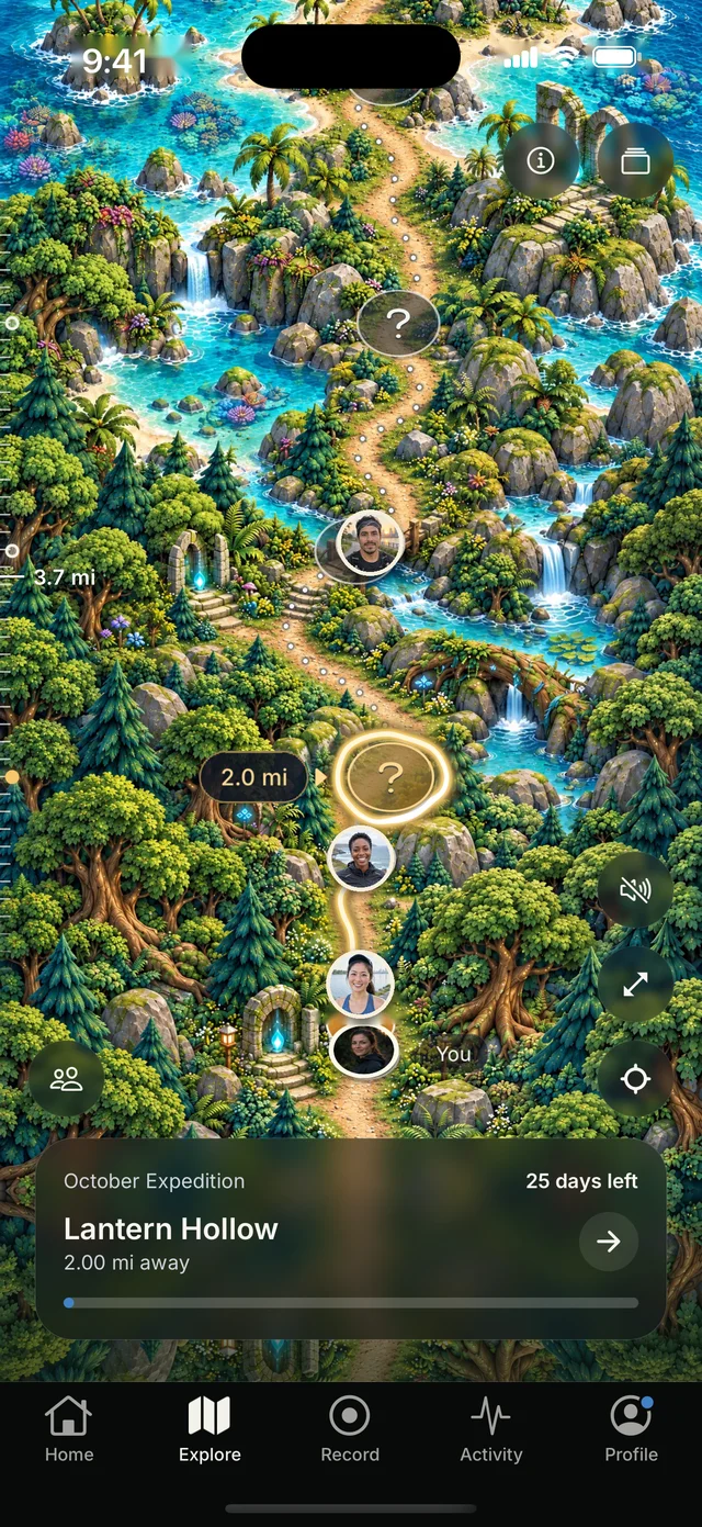 Monthly race map with friends along the trail